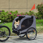Pawhut Pet Bicycle Trailer Steel Dog Bike Carrier Water Resistant Travel | Gray