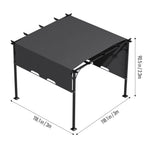 3x 3m/3x 4m Retractable Pergola With Pa-coated Polyester Canopy Outdoor Sun Shade Shelter With Steel Frame For Patio | 3m x 3m | Dark Grey