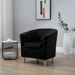 Aurora 69cm Wide Striped Fabric Tub Chair With Dark And Light Wooden Legs | Black