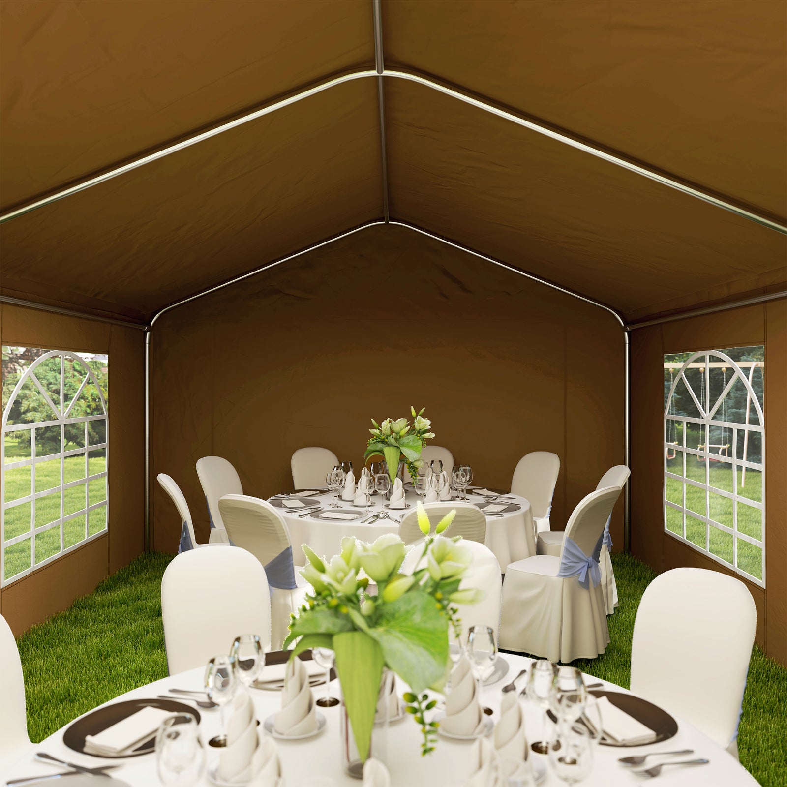 6m Garden Gazebo Carport Shelter Removable Sidewall