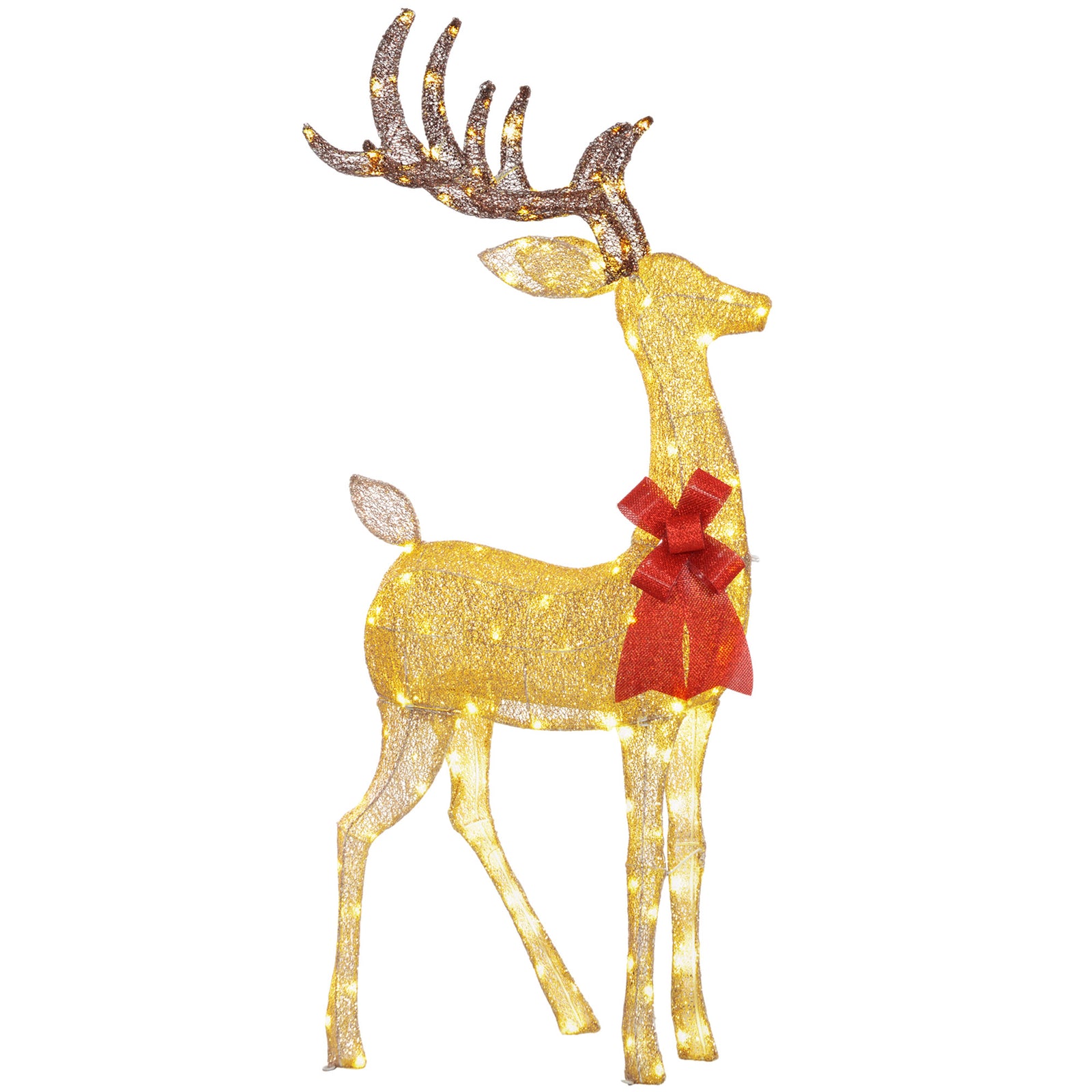Lighted Reindeer Christmas Decoration W/ Stakes Zip Ties