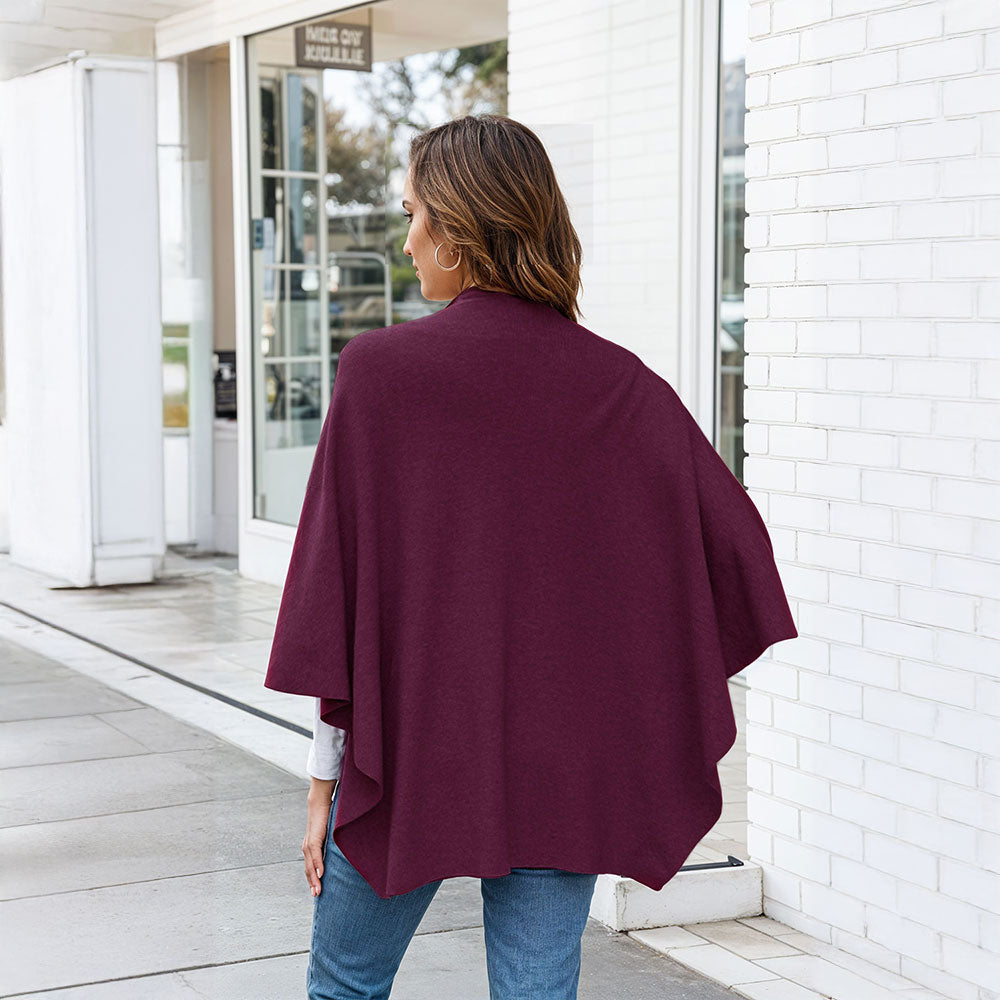 Elegant Cross Front Shawl Wrap | Wine