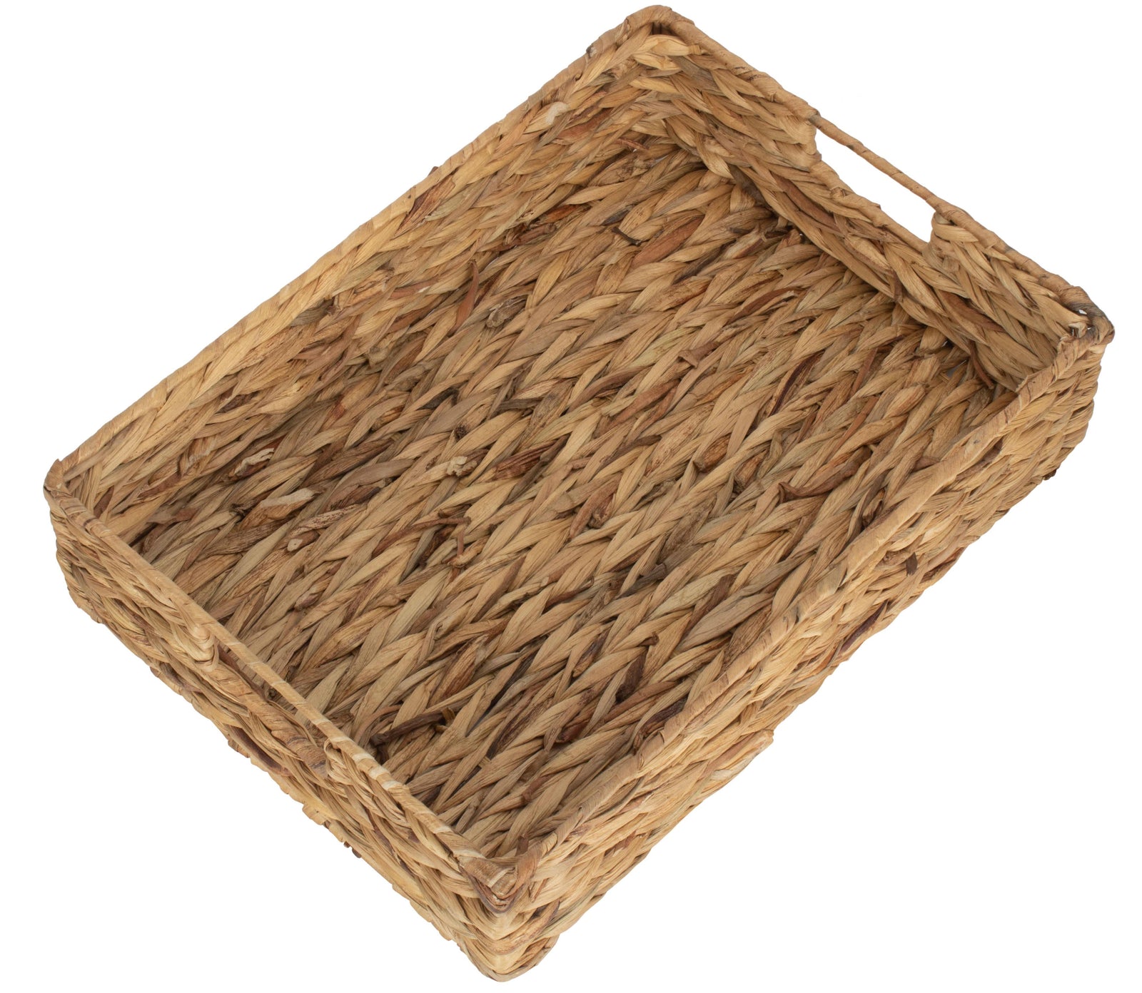 Water Hyacinth Shallow Rectangular Storage Basket | Medium | Brown