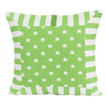 Cotton Stripe Border And Stars Cushion Cover | 45cm x 45cm | Green