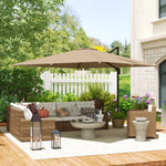 3 X 3 M Cantilever Parasol, Square Patio Umbrella With Crank Handle | Khaki