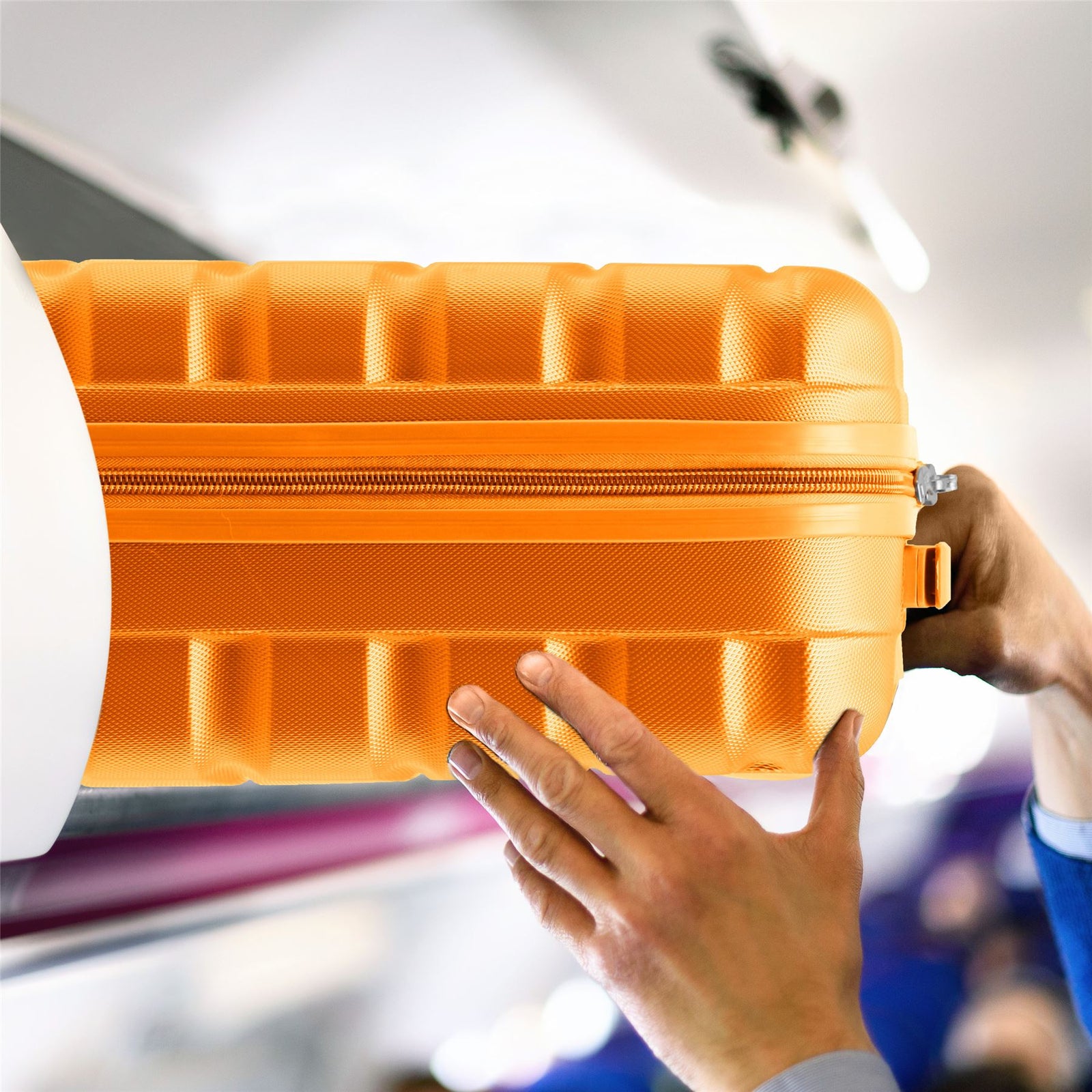 55x35x20cm Cabin Carry On Suitcase Hard Shell Overhead Luggage 100+ Airlines Approved | Cabin | Orange