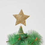 Christmas Tree Star Topper Golden Glitter Ornaments Home Party Decor