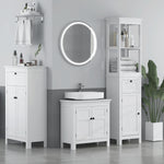 Slim Bathroom Storage Cabinet With Open Shelves And Drawer