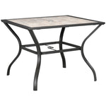 Garden Table W/ Pc Board Tabletop For 4, Parasol Hole