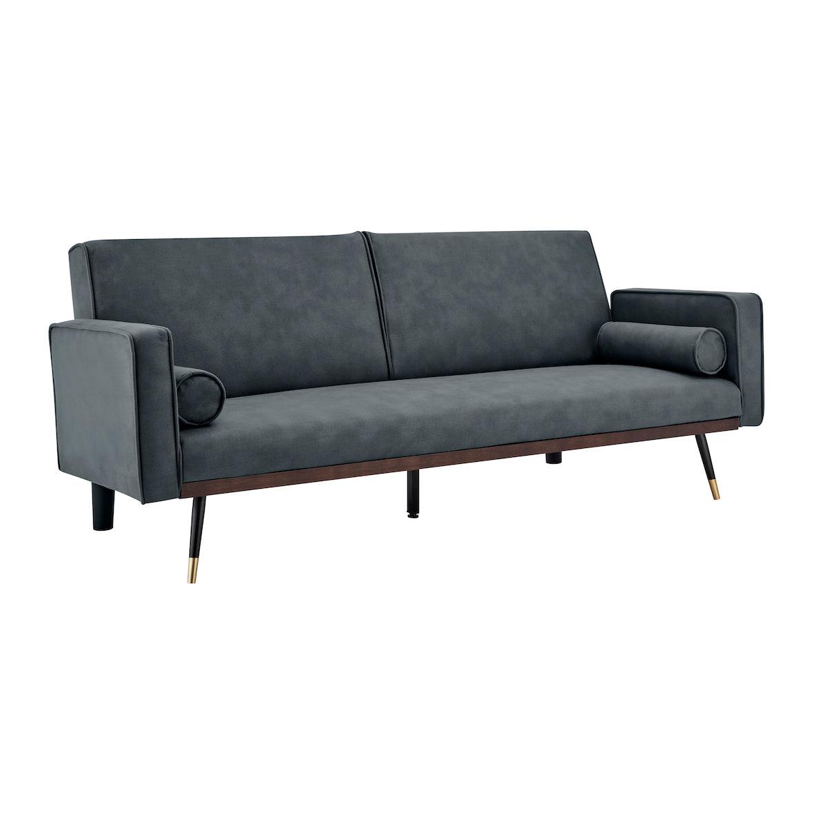 Faux Suede Click-clack Sofa Bed - 3 Seater | Grey
