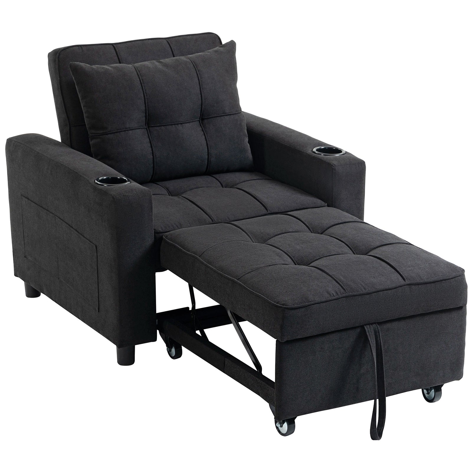 3-in-1 Sofa Bed, Convertible Sleeper Chair With Adjustable Backrest | Black