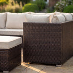 Oliena Modular Rattan L-shaped Corner Garden Furniture | 6 Piece | Cream & Brown