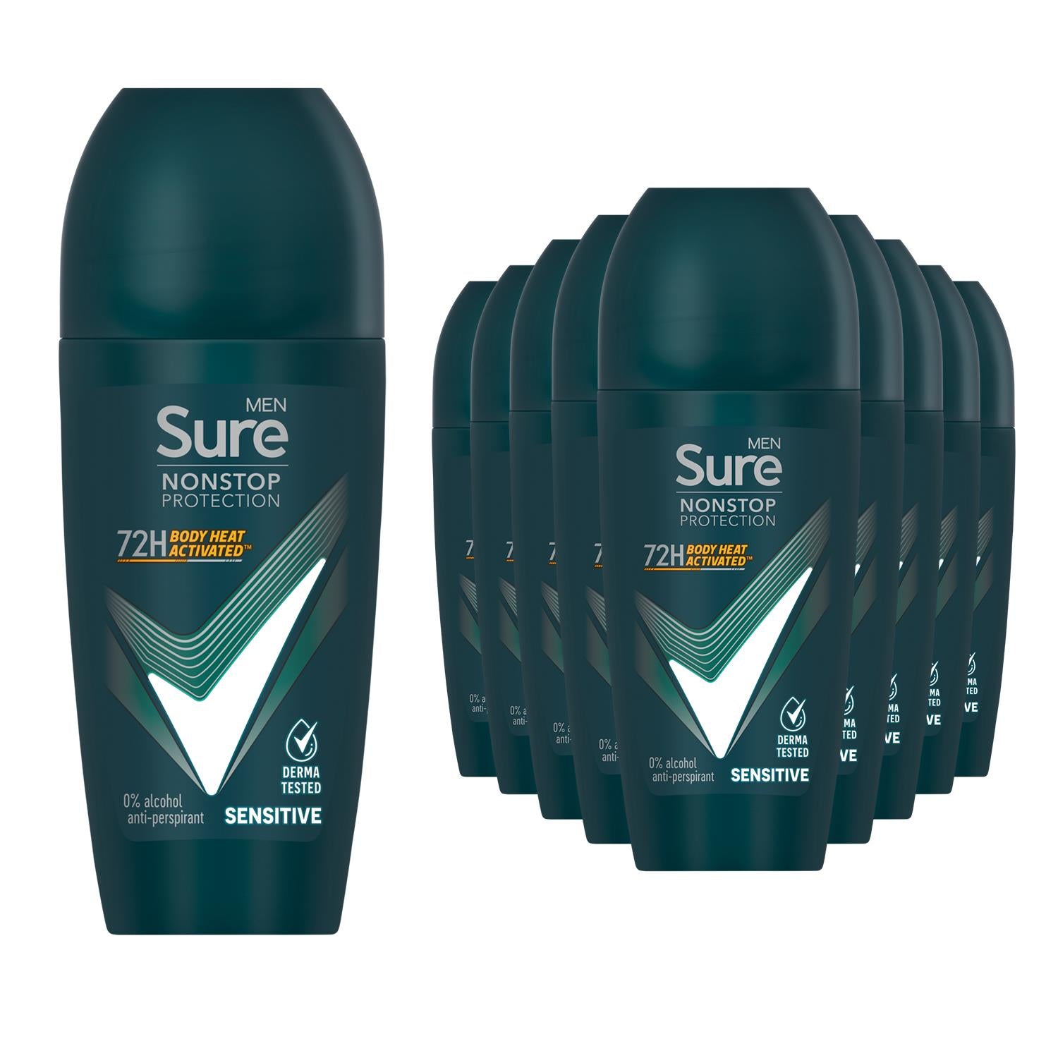 Men Sensitive Anti-perspirant 72h Nonstop Protection Roll On Deo, 12pk, 50ml | One Size