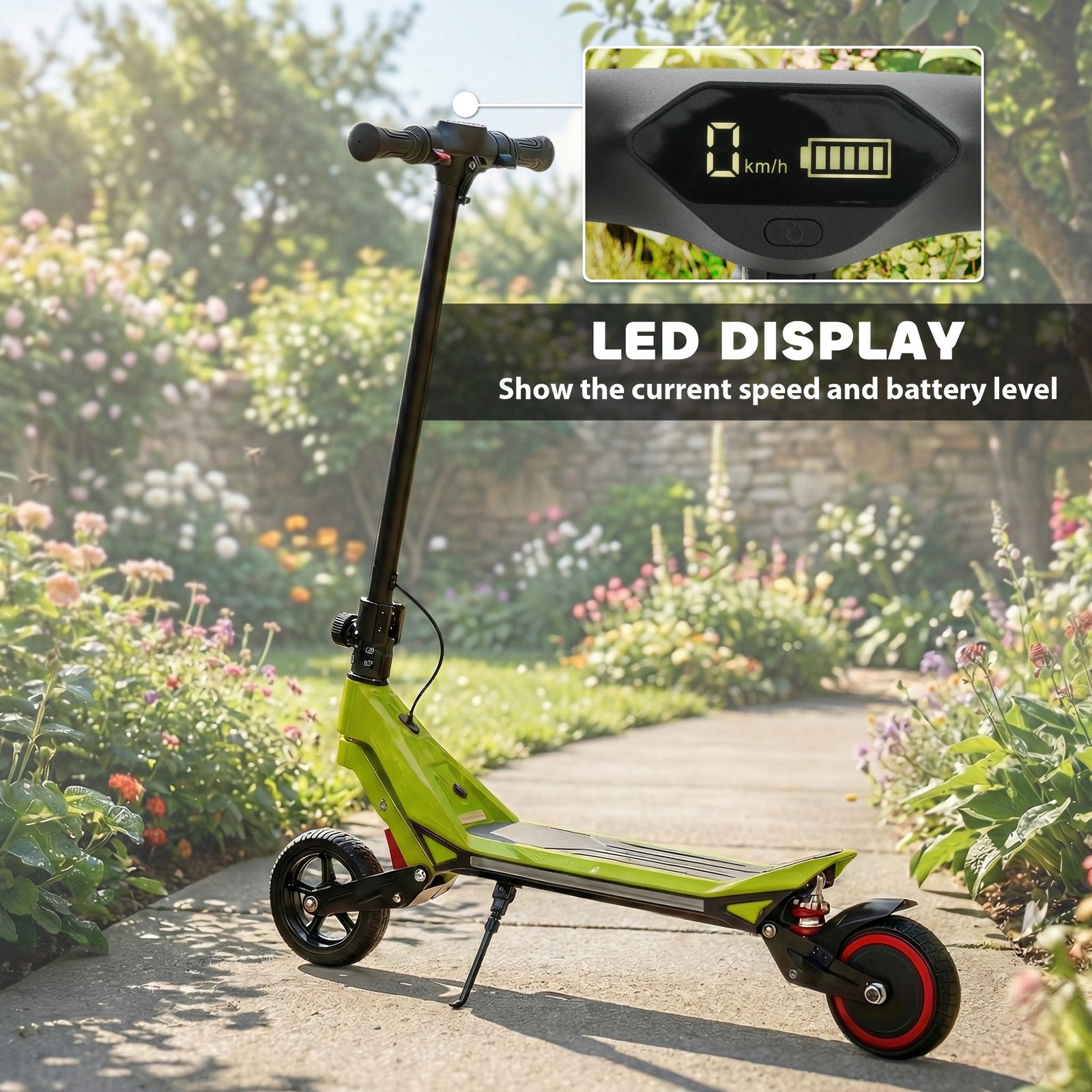Electric Scooter For Kids, Foldable E Scooter For Age Age 6+ | Green