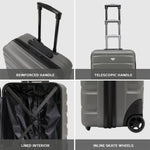 56x45x25cm Hard Cabin Suitcase - Lightweight 2-Wheel ABS Carry On Hand Luggage | Cabin | Charcoal