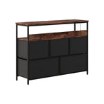 5-drawer Metal Frame Chest Of Drawers Storage Cabinet With Power Strip | Rustic Brown