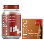 Libido For Him & Light Brown Condom Bundle Male Vitality Energy Support