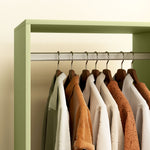 Open Wardrobe Clothes Rail Bedroom Clothes Storage Rod Shelves Green