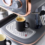 15-bar Retro Espresso Coffee Machine With Steam Wand | Grey & Copper