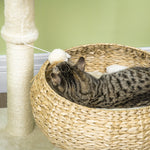 72cm Cat Tree Kitten Tower With 2 Beds Scratching Post Toy Ball, Beige