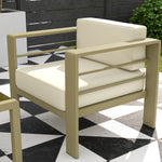 5 Pcs Garden Sofa Set W/ Cushions, Aluminium Furniture Sets | Gold