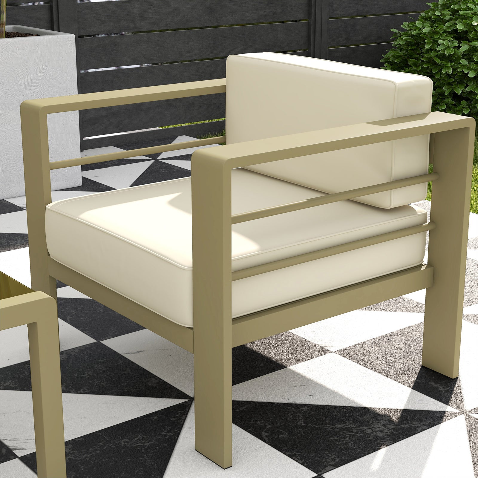 5 Pcs Garden Sofa Set W/ Cushions, Aluminium Furniture Sets | Gold