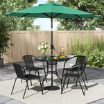 Round Garden Tempered Glass Black Marble Coffee Table - 80cm Dia X 72cm