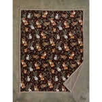 Woodland Wildlife Sherpa Fleece Throw – Printed Animal Blanket | 140cm x 180cm | Wine
