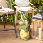 2 Tortoises Garden Statue With Solar Light, Outdoor Decor