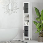 HOMCOM 6-tier Retro Bathroom Cabinet Patterned Glass Door Anti-tilt