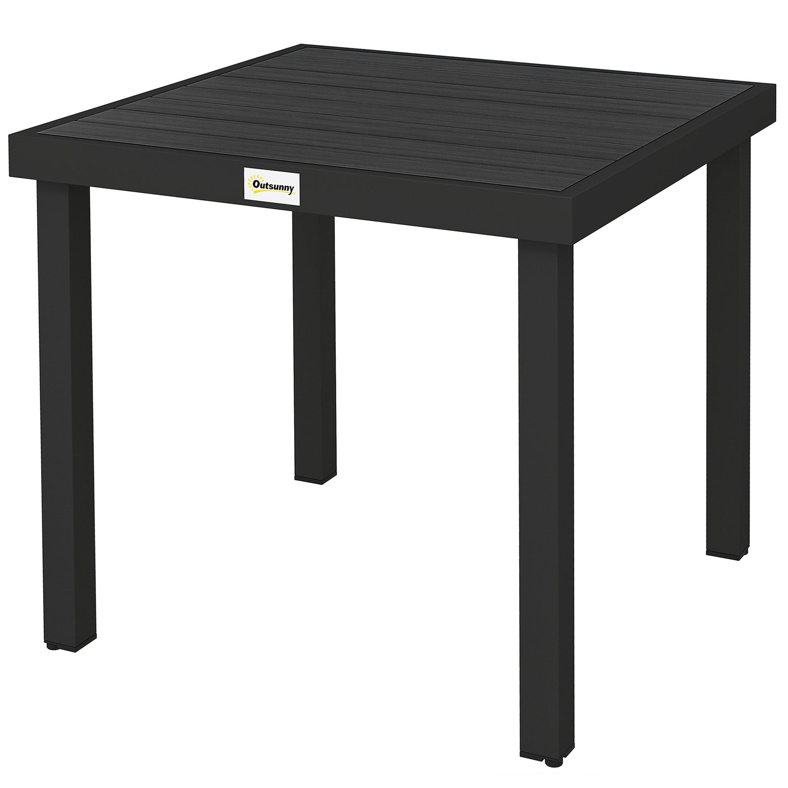 78 Cm Garden Dining Table For 4, Square Outdoor Side Table | Black