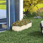 Galvanised Raised Garden Bed Planter Box With Safety Edging | Cream