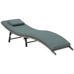 Mixed Grey Rattan Folding Sun Lounger