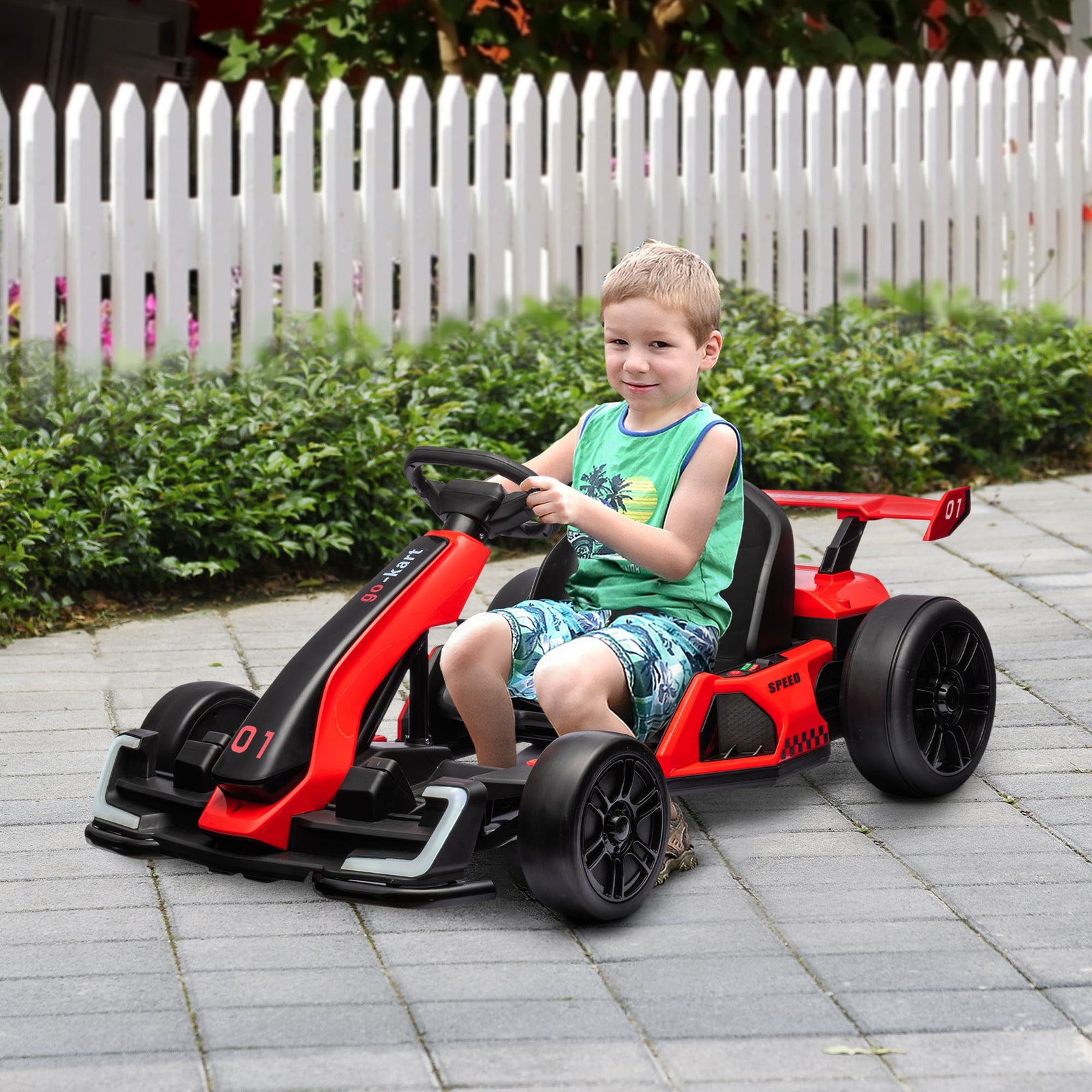 24v Electric Go Kart For Kids With Adjustable Seat | Red