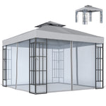 3 X 3(m) Patio Gazebo Canopy Garden Pavilion W/ 2 Tier Roof | Light Grey