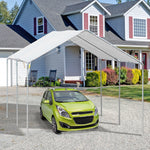 2-rooms Outdoor Carport Galvanized Steel Tent Uv Resistant | White