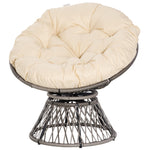 360 Degree Swivel Rattan Papasan Moon Bowl Chair Round | Beige