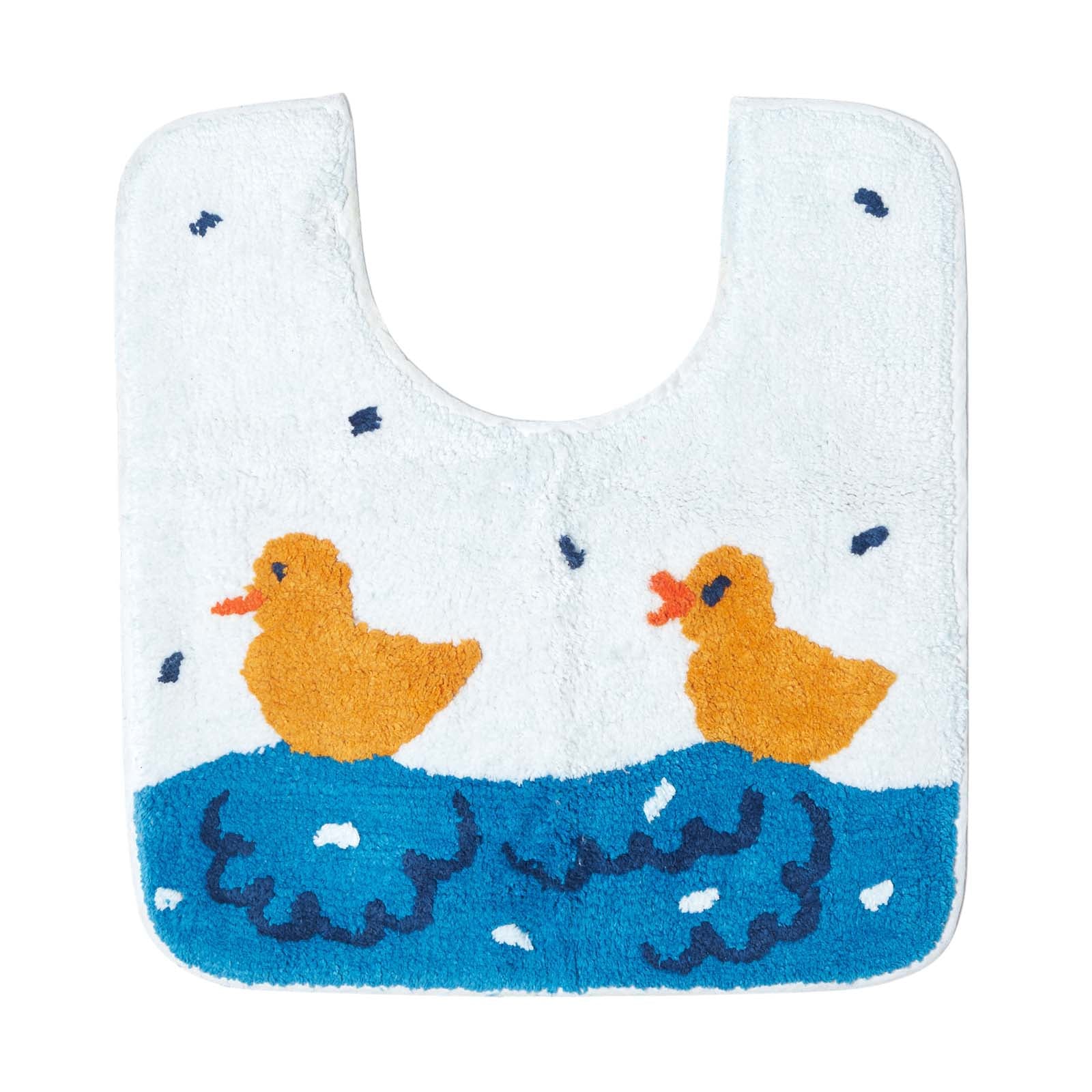 Non Slip 100% Cotton Duck Pond Bath Mat | Pedestal Mat | Blue & White