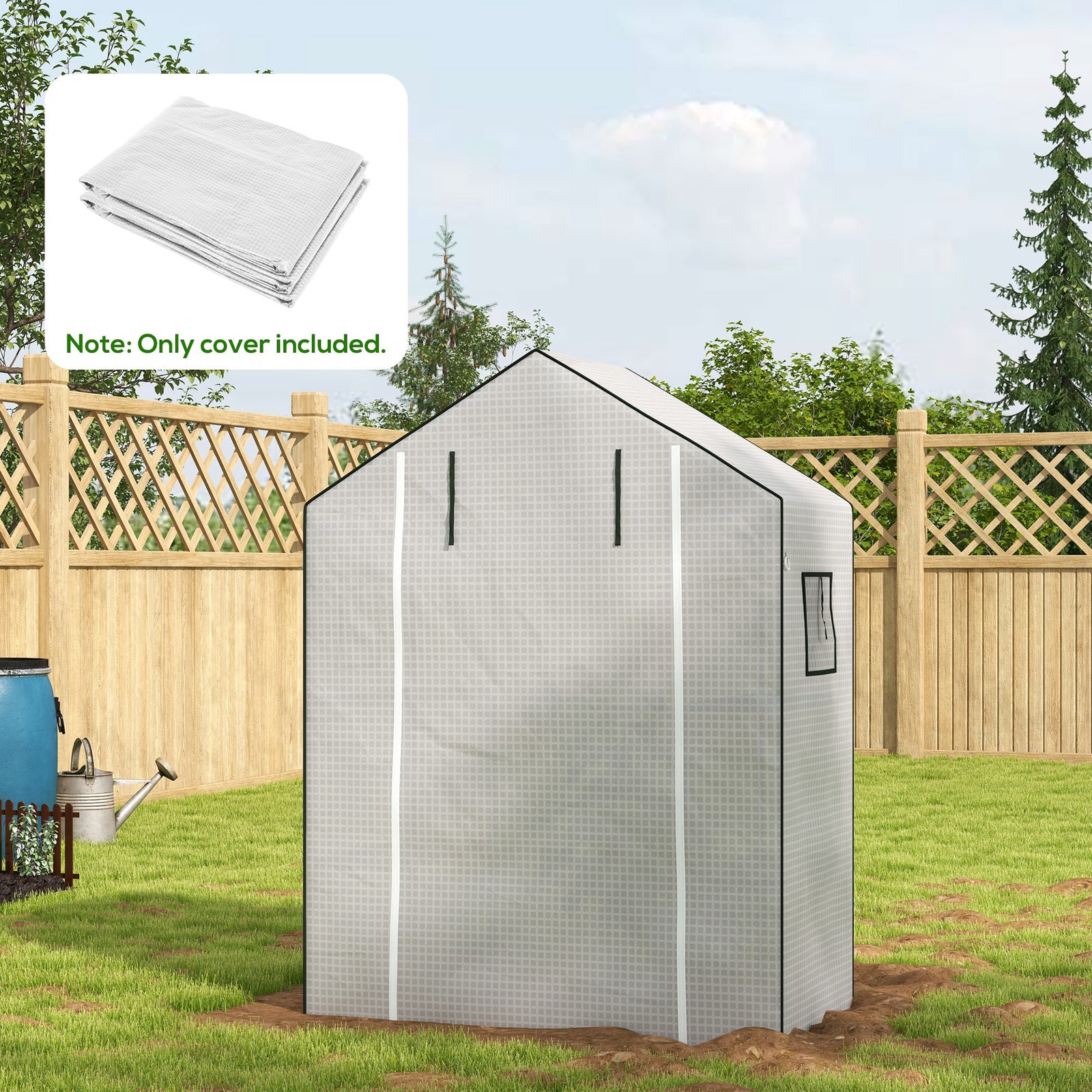Reinforced Greenhouse Cover W/ Door & Windows | White