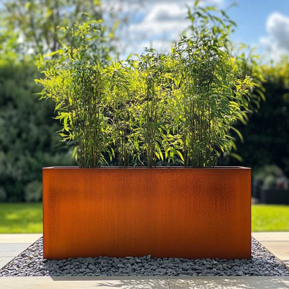Corten Steel Trough Planter - Pre-rusted | 100cm x 40cm x 50cm | Brown