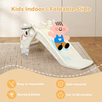 4-in-1 Kids Slide Set Basketball Hoop Ring Toss Foldable Indoor Playground | Beige