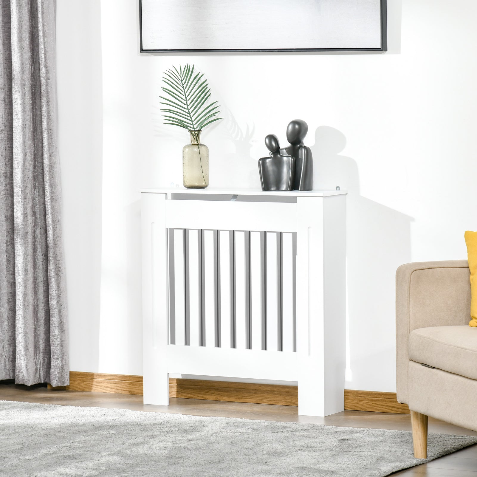 Radiator Cover Wooden Cabinet Vertical Slatted Vent Mdf