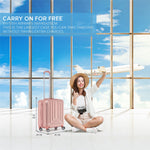 56x45x25cm Large Cabin Carry On Case - Overhead Luggage Suitcase - 4 Spinner Wheels - Abs Hard Shell Cabin Bag | Cabin | Rose Gold