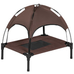 Pawhut 61cm Elevated Dog Bed Cooling Raised Pet Cot Uv Protection Canopy | Brown