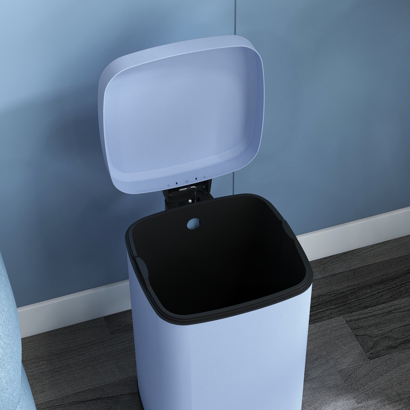 12/20l Kitchen Pedal Bin Metal Rubbish Bin Soft-close Lid | Large | Light Blue
