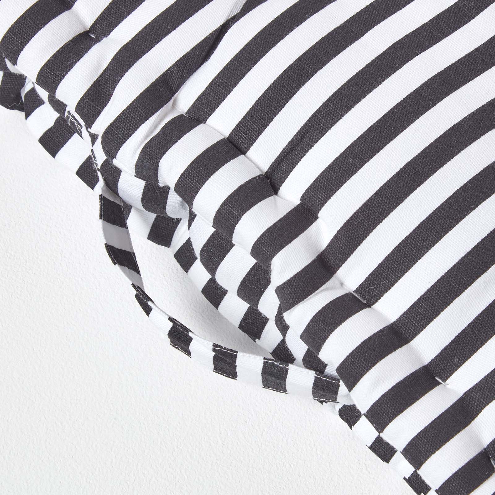 Cotton Thin Striped Floor Cushion | 50cm x 50cm | Black