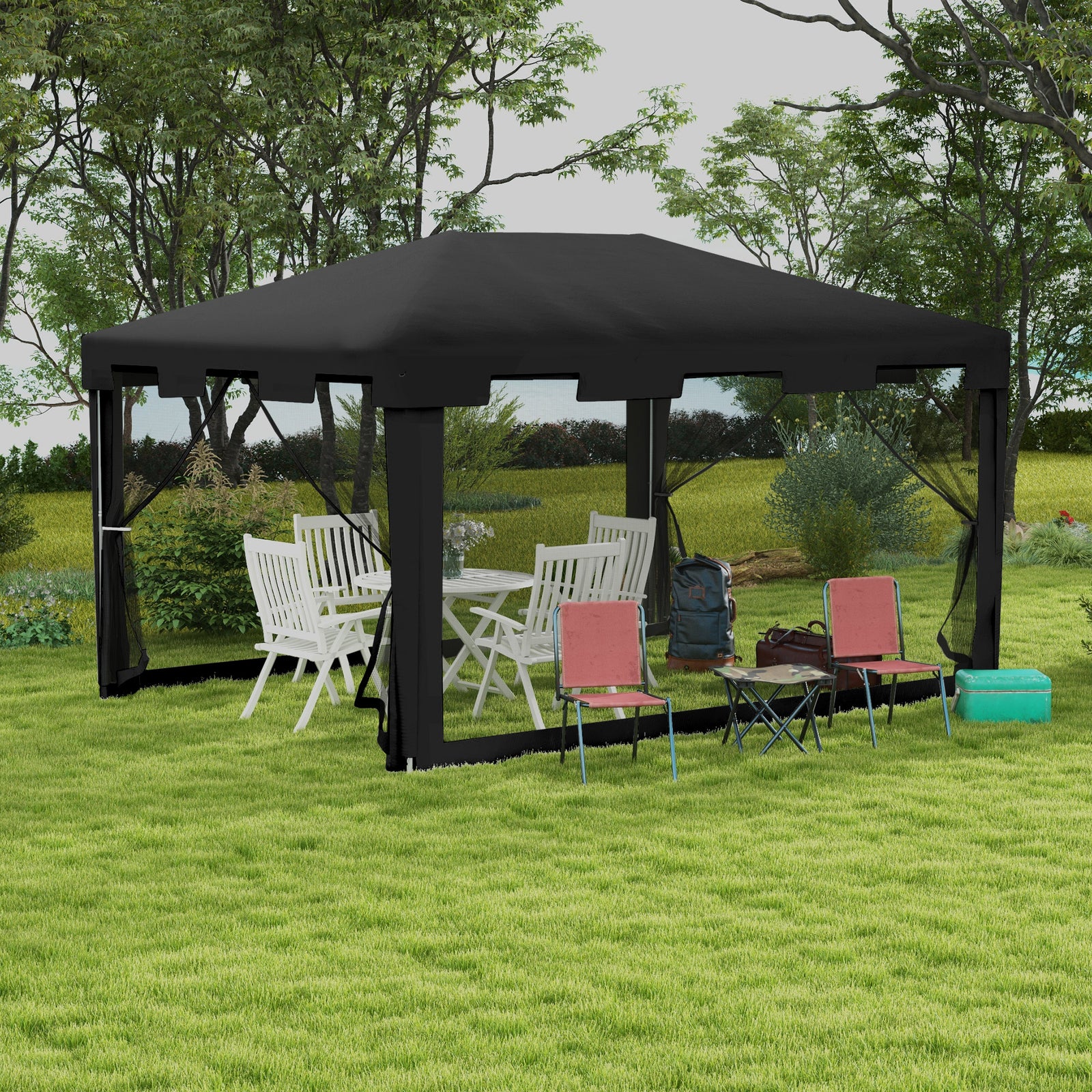 Party Tent Waterproof Garden Gazebo Canopy Cover Shade | Dark Grey