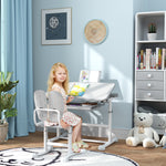Height Adjustable Kids Desk And Chair Set W/ Tilted Desktop | Grey