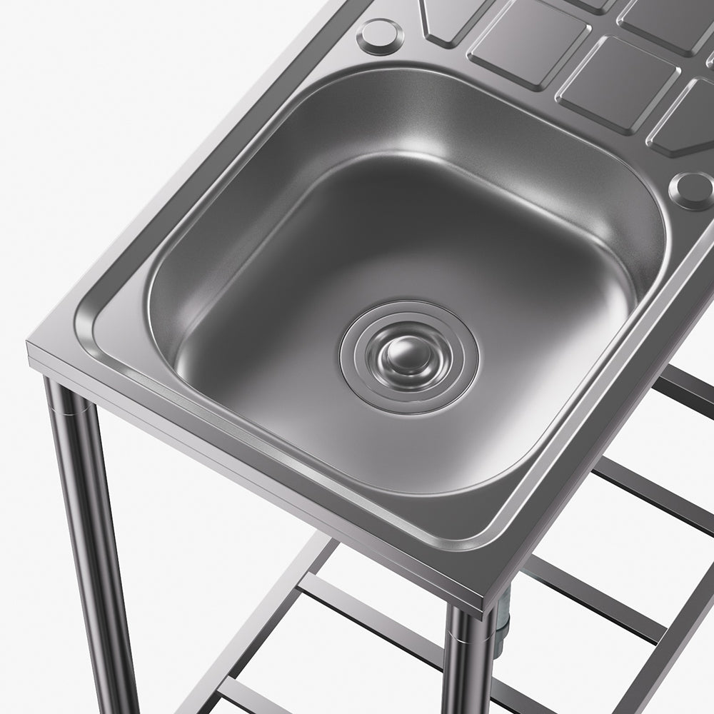 100cm*50cm*85cm H 201 Stainless Steel Commercial Sink With Drainboard