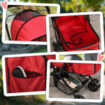 Pet Stroller Dog Foldable Travel Carriage With Reversible Handle | Red